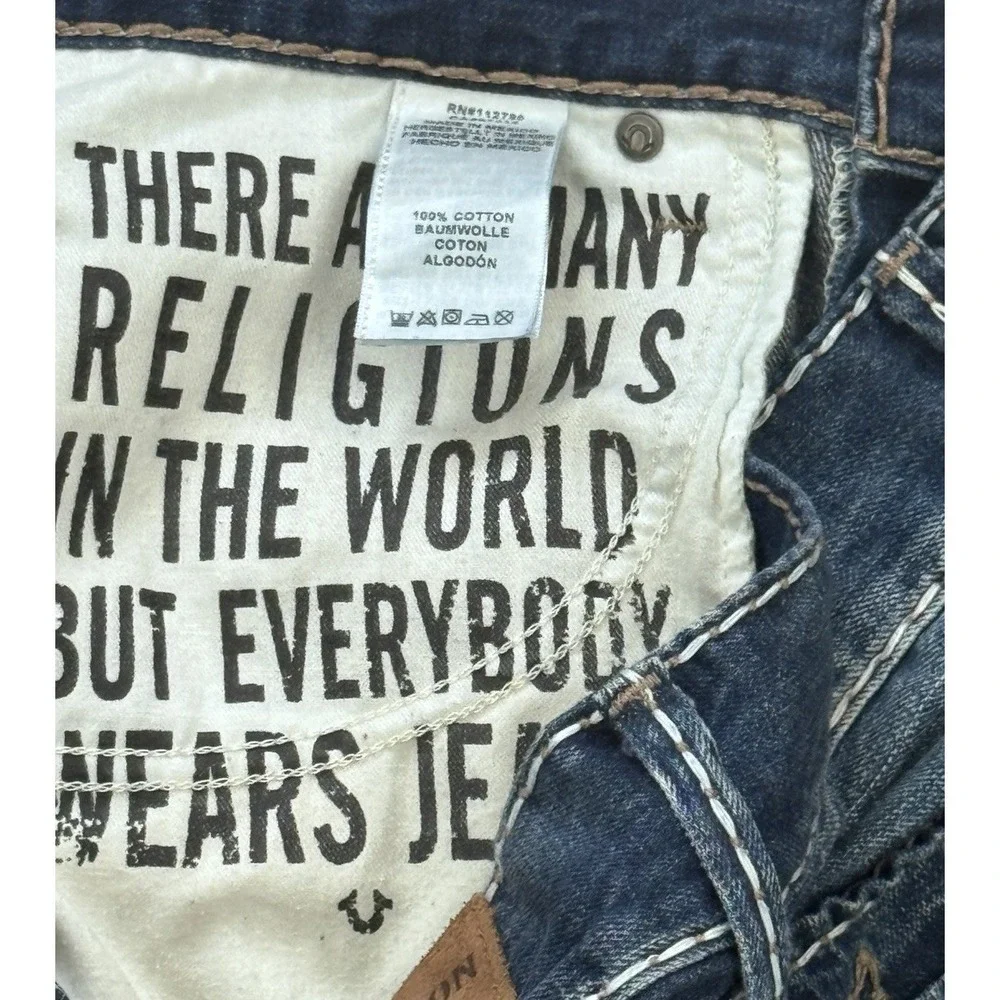TRUE RELIGION Mens Slim Fit Jeans W34 - 36X34 Stretch Geno Thick Stitch